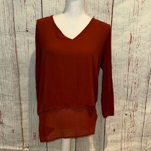 MICHAEL Michael Kors Red 3/4 Sleeve Relaxed Blouse